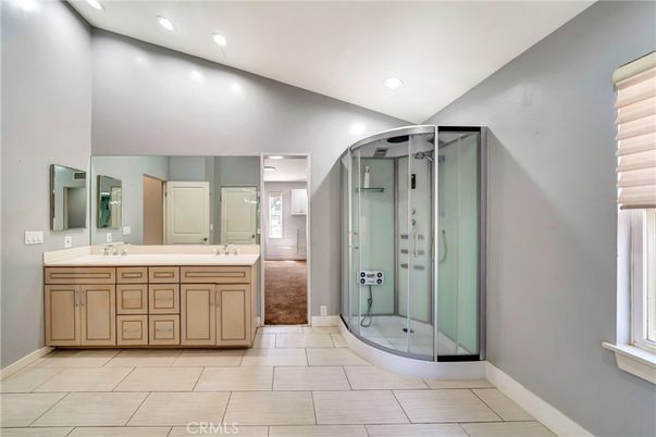 Bathroom, Dual Sink Vanities, Glass Shower, Interior, Recessed Lighting
