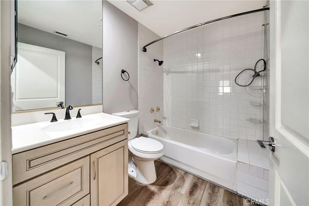 Bathroom, Glass Shower, Interior, Wood Texture Flooring