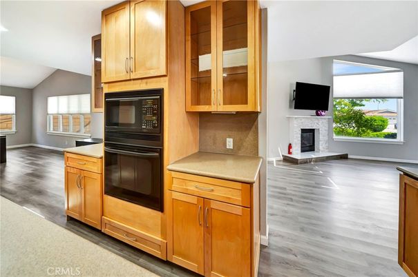 Fireplace, Interior, Kitchen, Wood Texture Flooring