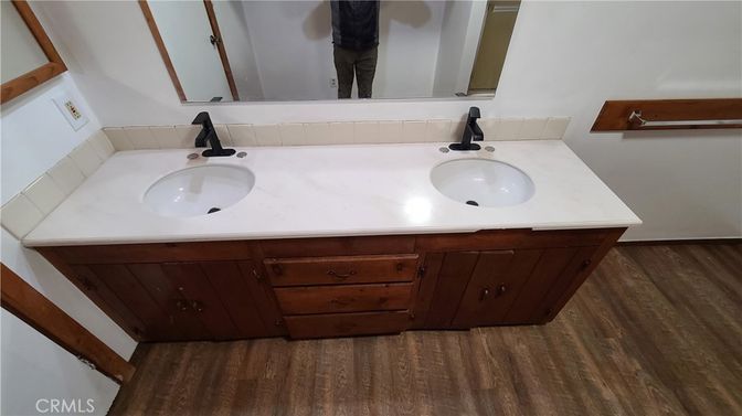 Bathroom, Dual Sink Vanities, Interior, Wood Texture Flooring