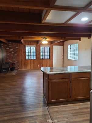 Interior, Recessed Lighting, Stone Walls, Wooden Beams, Wood Texture Flooring