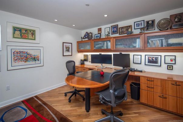 Home Office, Interior, Recessed Lighting, Wood Texture Flooring