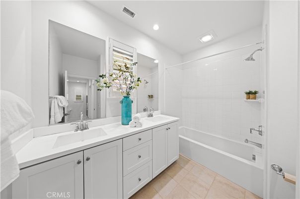 Bathroom, Dual Sink Vanities, Glass Shower, Interior, Recessed Lighting