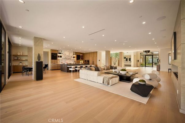 Dining room, Interior, Kitchen, Living room, Recessed Lighting, Wood Texture Flooring