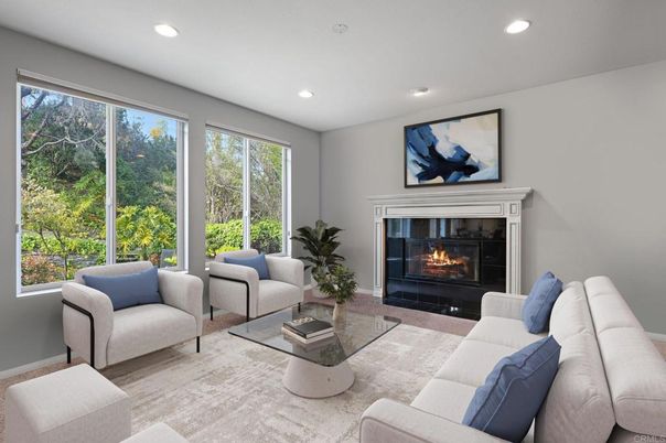 Fireplace, Interior, Living room, Recessed Lighting