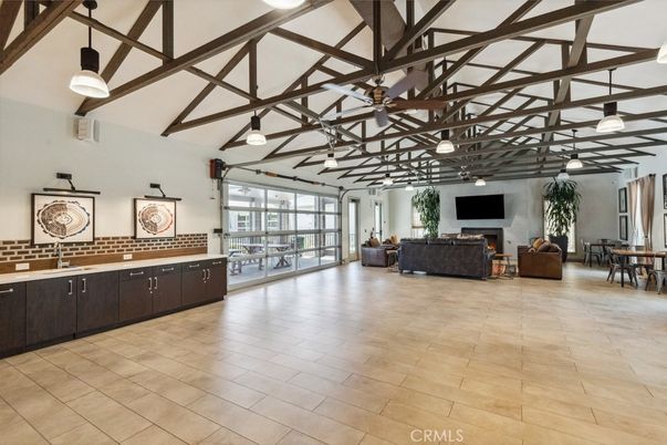 Fireplace, Interior, Living room, Pendant Lights, Wooden Beams, Wood Texture Flooring