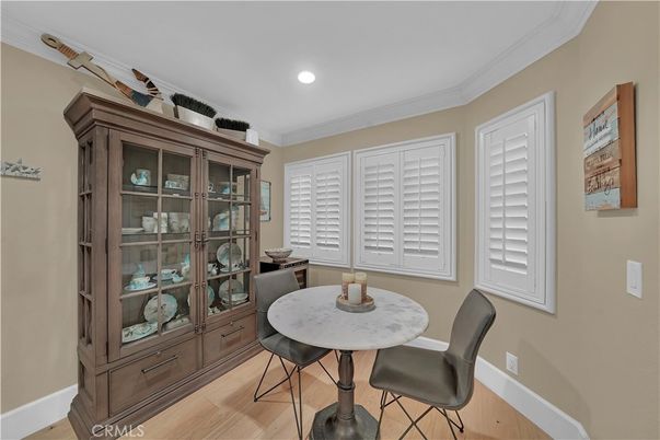 Dining room, Interior, Recessed Lighting, Wood Texture Flooring