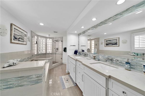 Bathroom, Dual Sink Vanities, Glass Shower, Interior, Recessed Lighting