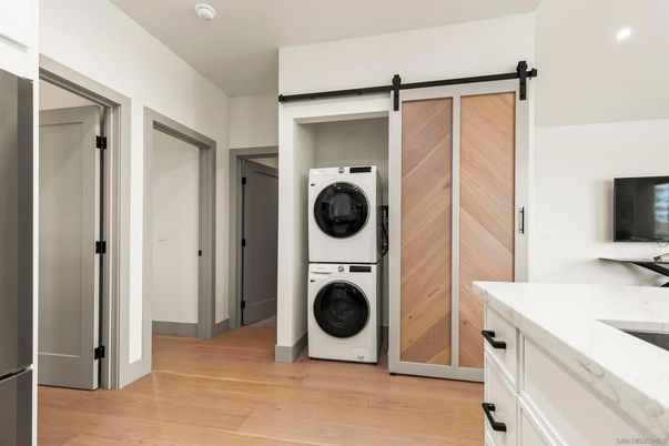 Interior, Recessed Lighting, Utility Closets, Washer, Wood Texture Flooring