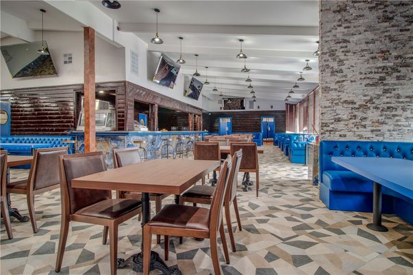 Dining room, Interior, Pendant Lights, Stone Walls