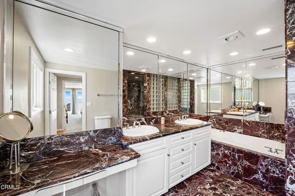 Bathroom, Dual Sink Vanities, Glass Shower, Interior, Recessed Lighting