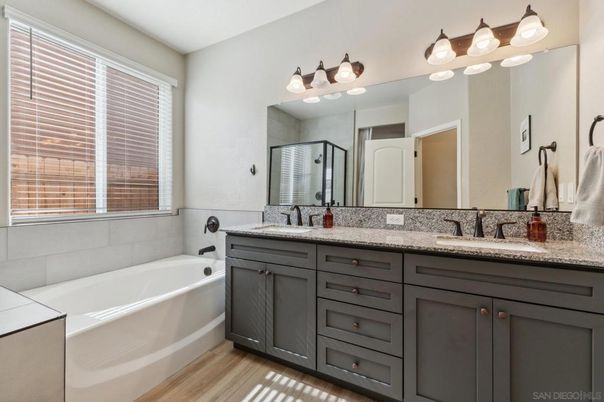 Bathroom, Dual Sink Vanities, Interior, Wood Texture Flooring