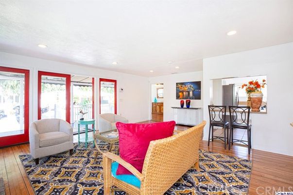 Interior, Kitchen, Living room, Recessed Lighting, Stainless Steel Appliances, Wood Texture Flooring