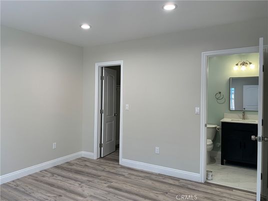 Bathroom, Interior, Marble, Recessed Lighting, Wood Texture Flooring