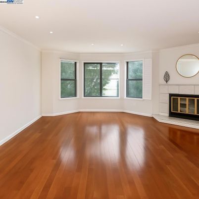 Empty room, Fireplace, Interior, Recessed Lighting, Wood Texture Flooring