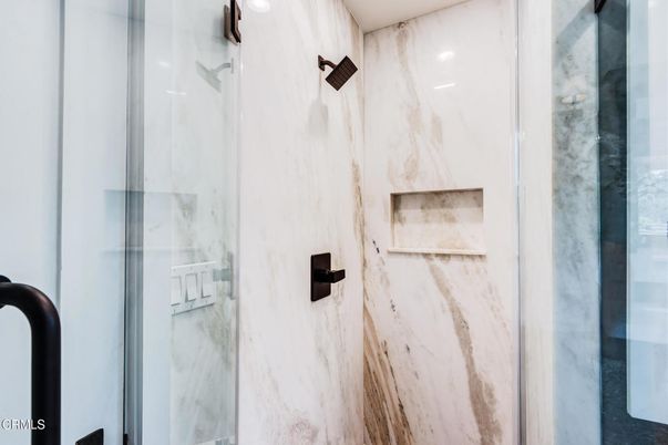 Bathroom, Glass Shower, Interior, Marble Walls