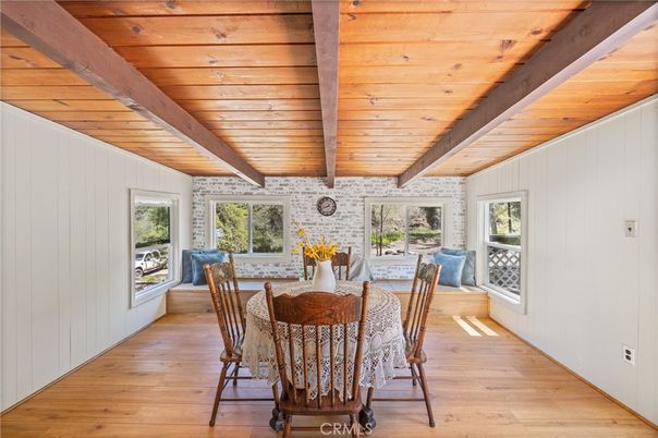Dining room, Interior, Stone Walls, Wooden Beams, Wooden Ceilings, Wood Texture Flooring