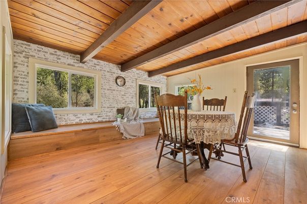 Dining room, Interior, Stone Walls, Wooden Beams, Wooden Ceilings, Wood Texture Flooring
