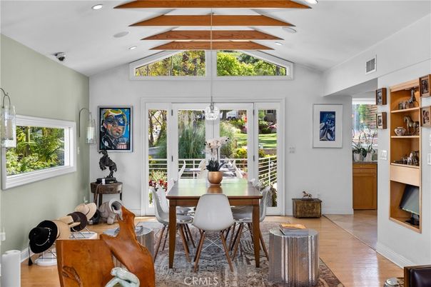 Dining room, Interior, Recessed Lighting, Wood Texture Flooring