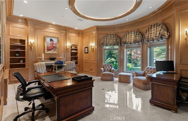 Home Office, Interior, Recessed Lighting, Wooden Walls