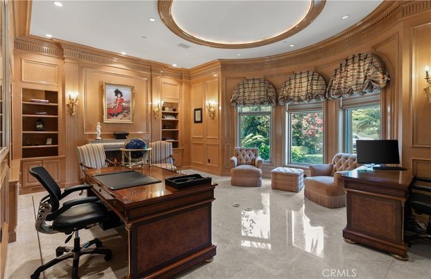 Home Office, Interior, Recessed Lighting, Wooden Walls