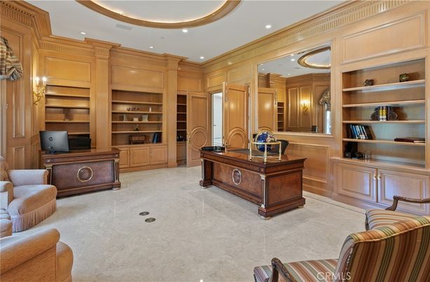 Home Office, Interior, Recessed Lighting, Wooden Walls