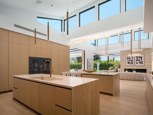 Interior, Kitchen, Pendant Lights, Wood Texture Flooring