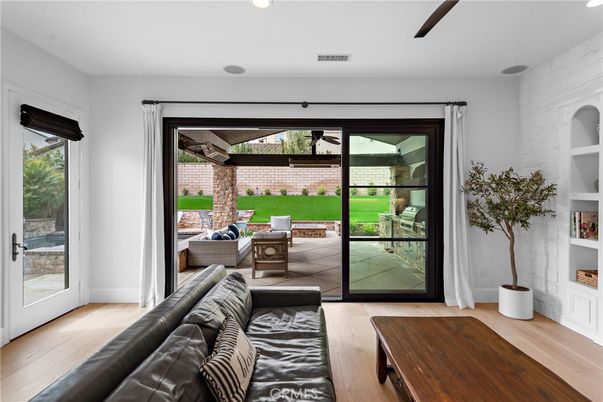Interior, Living room, Recessed Lighting, Stone Walls, Wood Texture Flooring