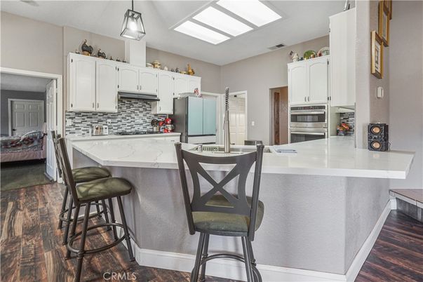 Interior, Kitchen, Pendant Lights, Stainless Steel Appliances, Wood Texture Flooring