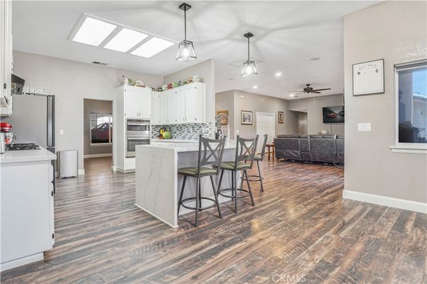 Interior, Kitchen, Living room, Pendant Lights, Recessed Lighting, Wood Texture Flooring