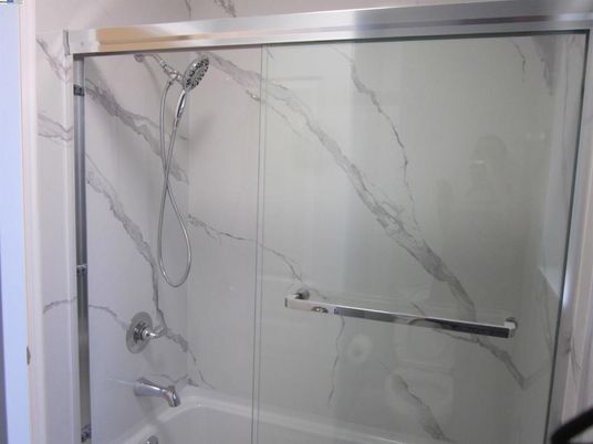 Bathroom, Glass Shower, Interior, Marble Walls