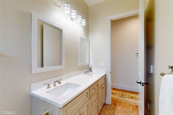 Bathroom, Dual Sink Vanities, Interior, Wood Texture Flooring
