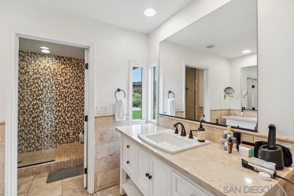 Bathroom, Dual Sink Vanities, Glass Shower, Interior, Recessed Lighting
