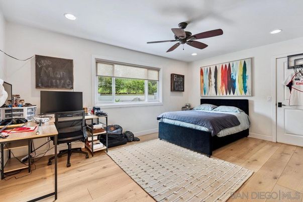 Bedroom, Home Office, Interior, Recessed Lighting, Wood Texture Flooring
