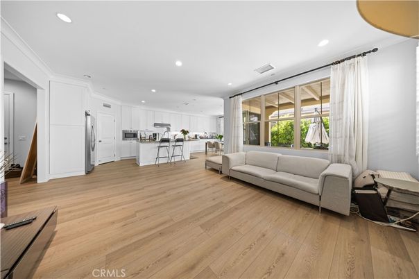 Interior, Kitchen, Living room, Recessed Lighting, Wood Texture Flooring