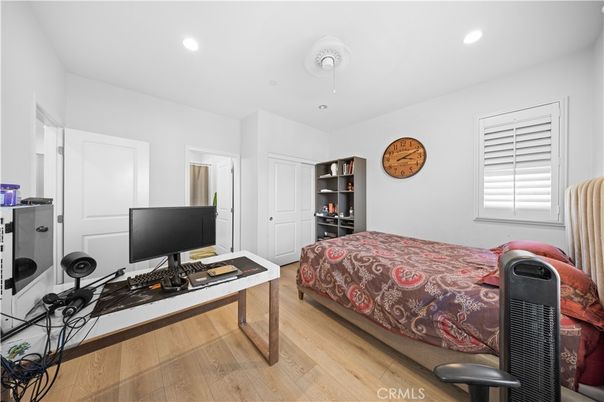 Bedroom, Home Office, Interior, Recessed Lighting, Wood Texture Flooring
