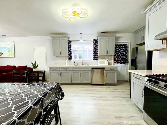 Interior, Kitchen, Stainless Steel Appliances, Wood Texture Flooring