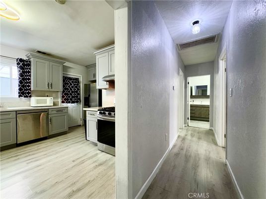 Interior, Kitchen, Stainless Steel Appliances, Wood Texture Flooring