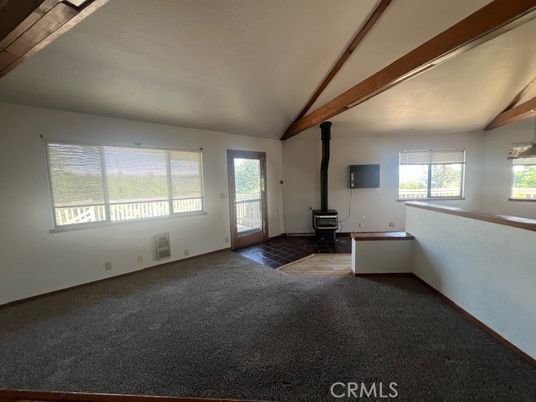 Empty room, Fireplace, Interior, Wooden Beams