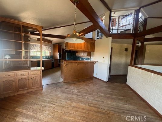Interior, Kitchen, Pendant Lights, Wood Texture Flooring