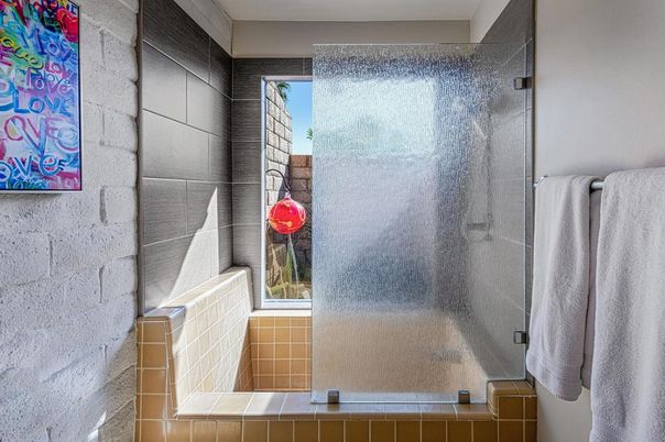 Bathroom, Glass Shower, Interior, Stone Walls