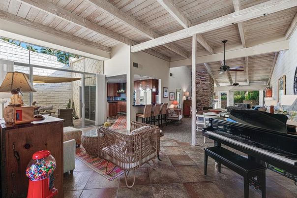 Interior, Kitchen, Living room, Pendant Lights, Piano, Stone Walls, Wooden Beams, Wooden Ceilings