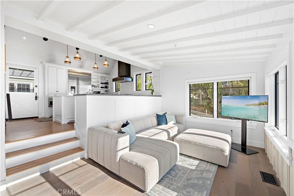 Interior, Kitchen, Living room, Pendant Lights, Recessed Lighting, Stainless Steel Appliances, Wood Texture Flooring