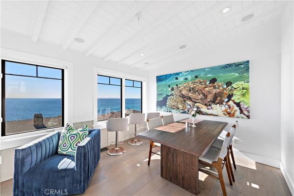 Dining room, Interior, Recessed Lighting, Water, Wood Texture Flooring