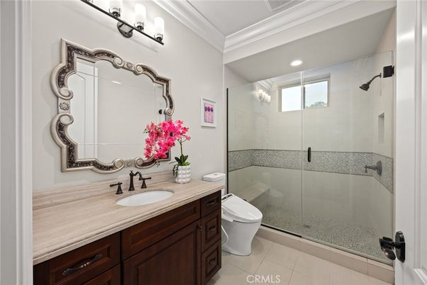 Bathroom, Dual Sink Vanities, Glass Shower, Interior, Recessed Lighting
