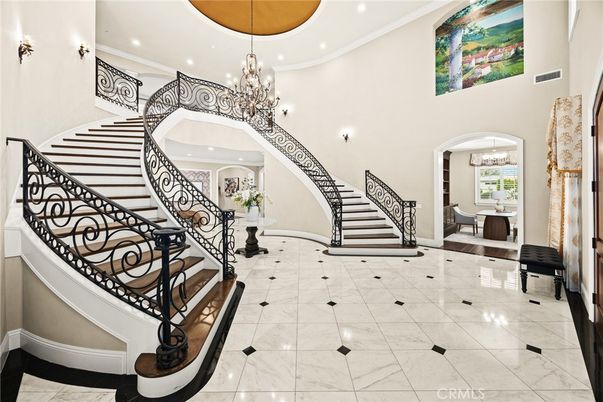 Chandelier, Interior, Marble, Recessed Lighting