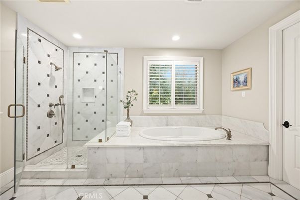 Bathroom, Glass Shower, Interior, Marble, Recessed Lighting