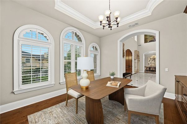 Chandelier, Home Office, Interior, Pendant Lights, Wood Texture Flooring