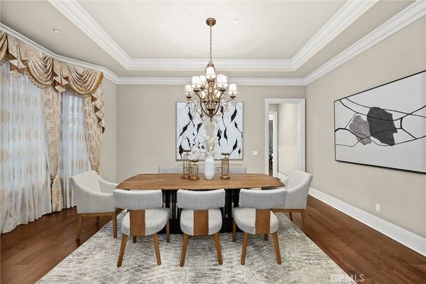 Chandelier, Dining room, Interior, Wood Texture Flooring