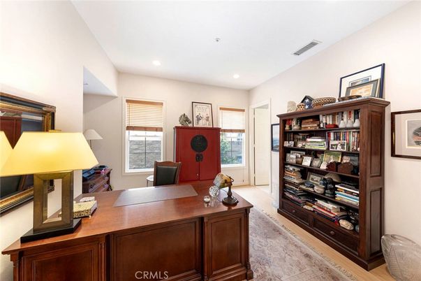 Home Office, Interior, Recessed Lighting, Wood Texture Flooring